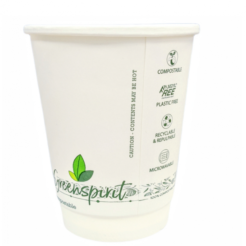 8oz White Greenspirit Aqueous DW Hot Cups (20x25)