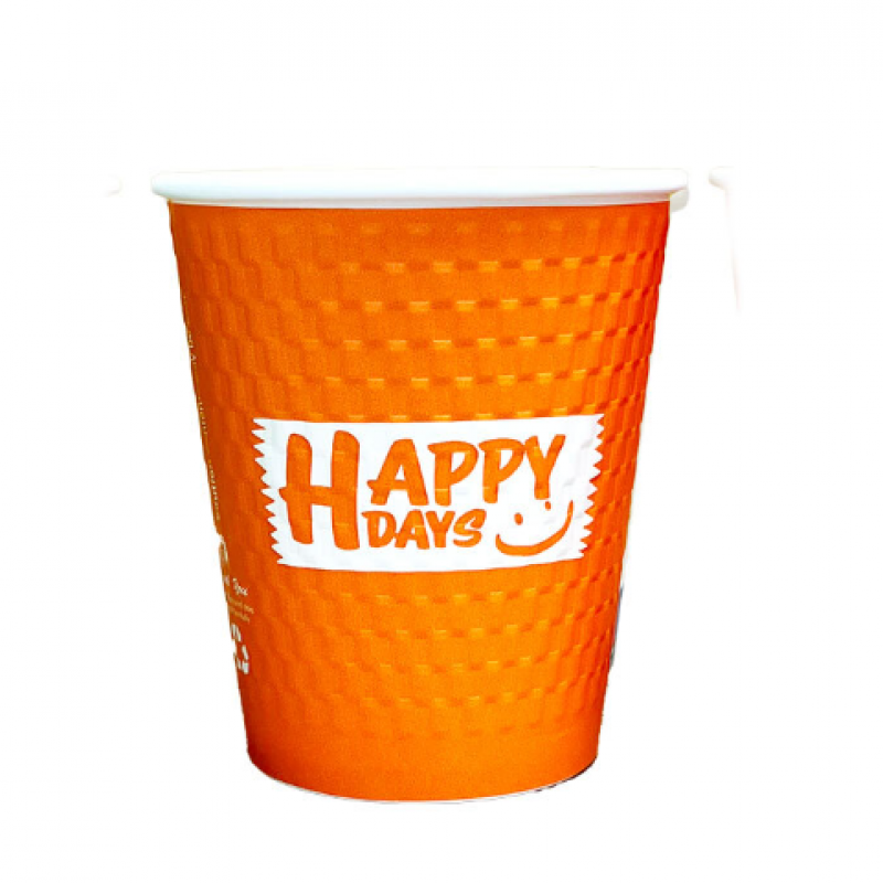 8oz Embossed "Happy Days" DW PE Hot Paper Cups (20x25)