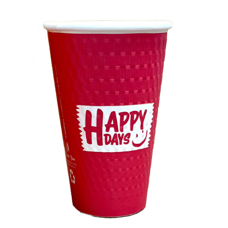 16oz Embossed "Happy Days" DW PE Hot Paper Cups (20x25)