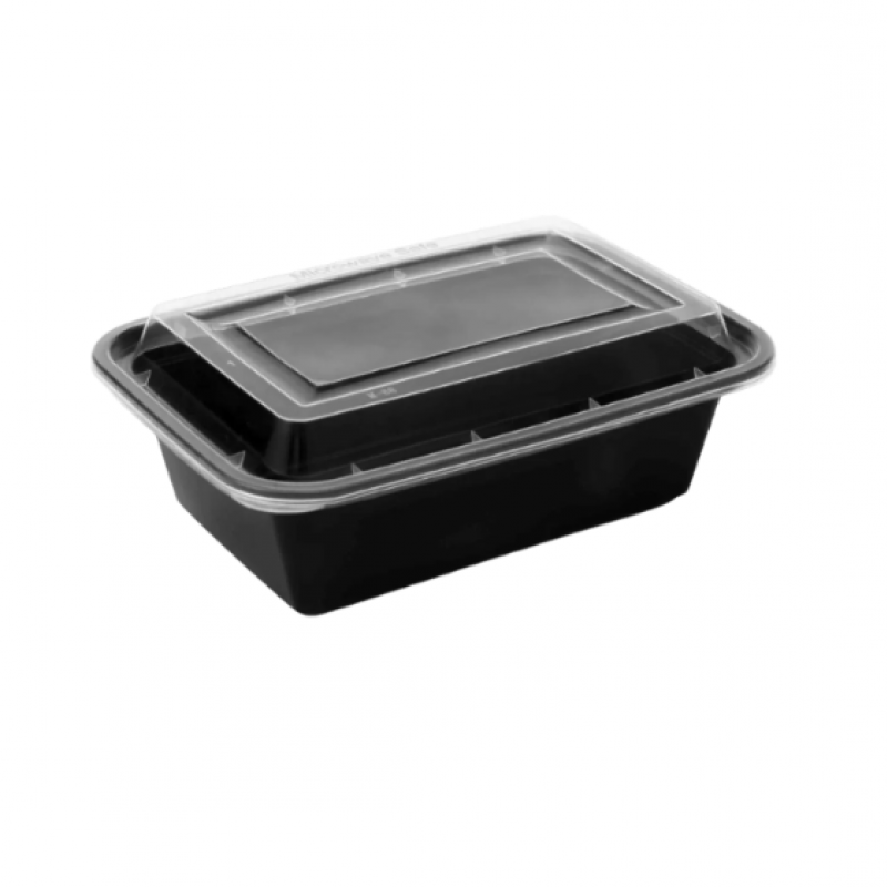NEW 24oz Onyx PP black base & clear lid (6x25)