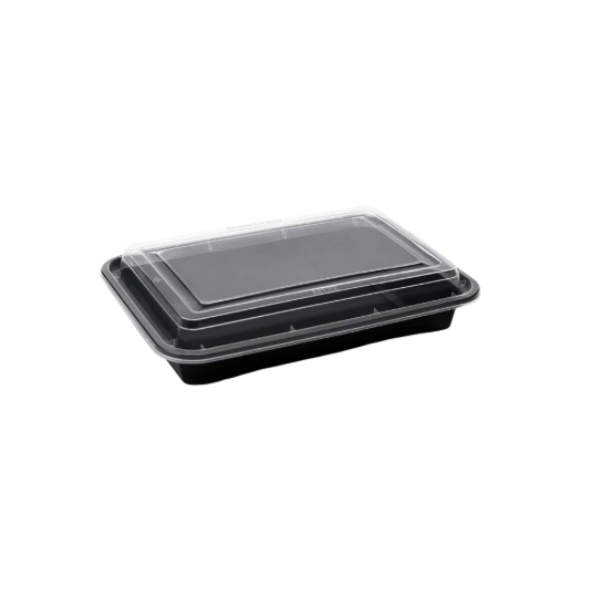 NEW 32oz Onyx 1 comp PP black base & clear lid (6x25)