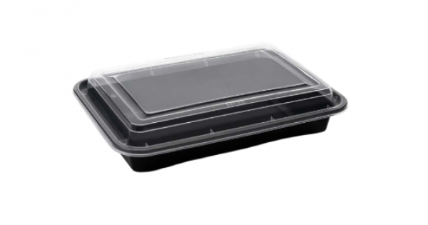NEW 32oz Onyx 1 comp PP black base & clear lid (6x25)
