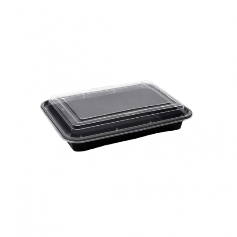 NEW 32oz Onyx 1 comp PP black base & clear lid (6x25)