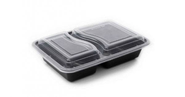 NEW 32oz Onyx 2 comp PP black base & clear lid (6x25)