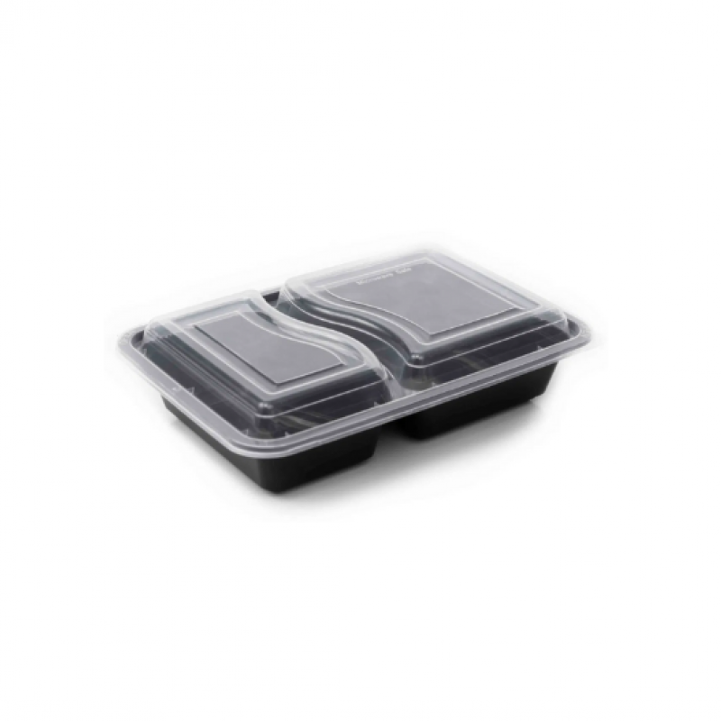 NEW 32oz Onyx 2 comp PP black base & clear lid (6x25)