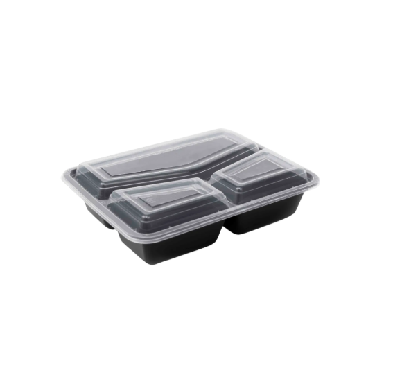 NEW 32oz Onyx 3 comp PP black base & clear lid (6x25)