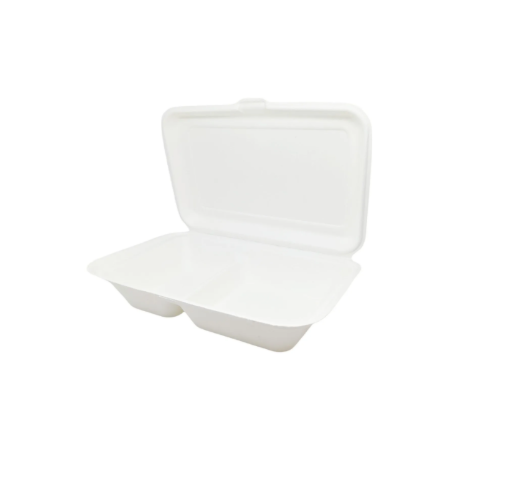 9"x 6 x 2" - 2 comp Bagasse Meal Box (1000ml) (5x50's)