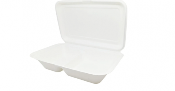 9"x 6 x 2" - 2 comp Bagasse Meal Box (1000ml) (5x50's)