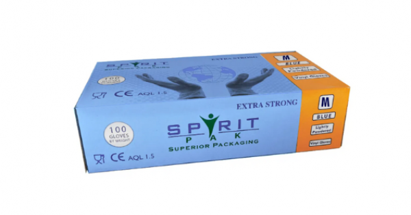 Spirit LP blue vinyl gloves MED (10x100)