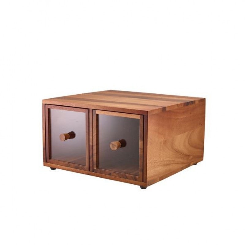 GenWare Acacia Wood Double Bread Box