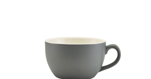 Genware Porcelain Matt Grey Bowl Shaped Cup 25cl/ 8.75oz