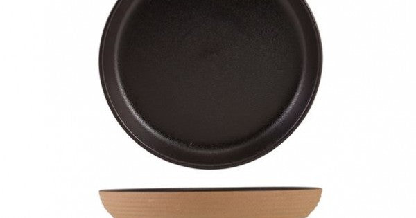 GenWare Kava Black Stoneware Ribbed Plate 20cm