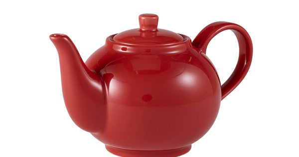 Genware Porcelain Red Teapot 45cl/ 15.75oz