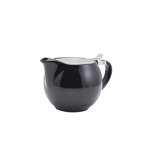 GenWare Porcelain Black Teapot with St/ St Lid & Infuser 50c