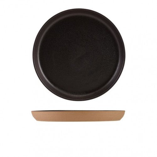 GenWare Kava Black Stoneware Ribbed Plate 25cm
