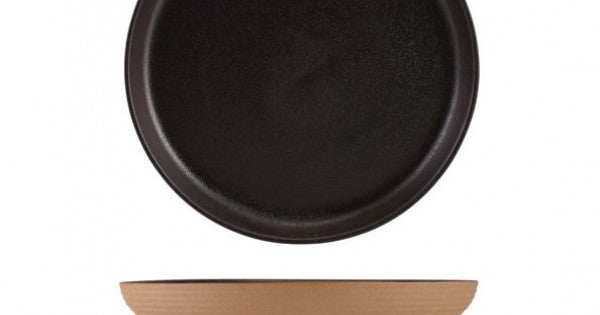 GenWare Kava Black Stoneware Ribbed Plate 25cm