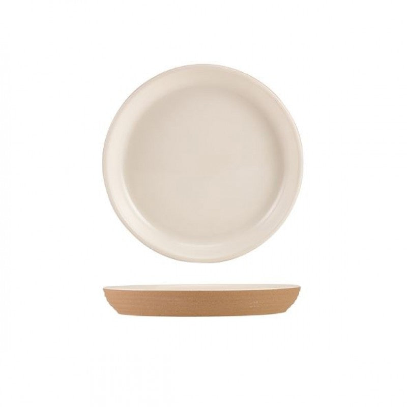 GenWare Kava White Stoneware Ribbed Plate 18cm