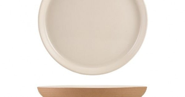 GenWare Kava White Stoneware Ribbed Plate 25cm