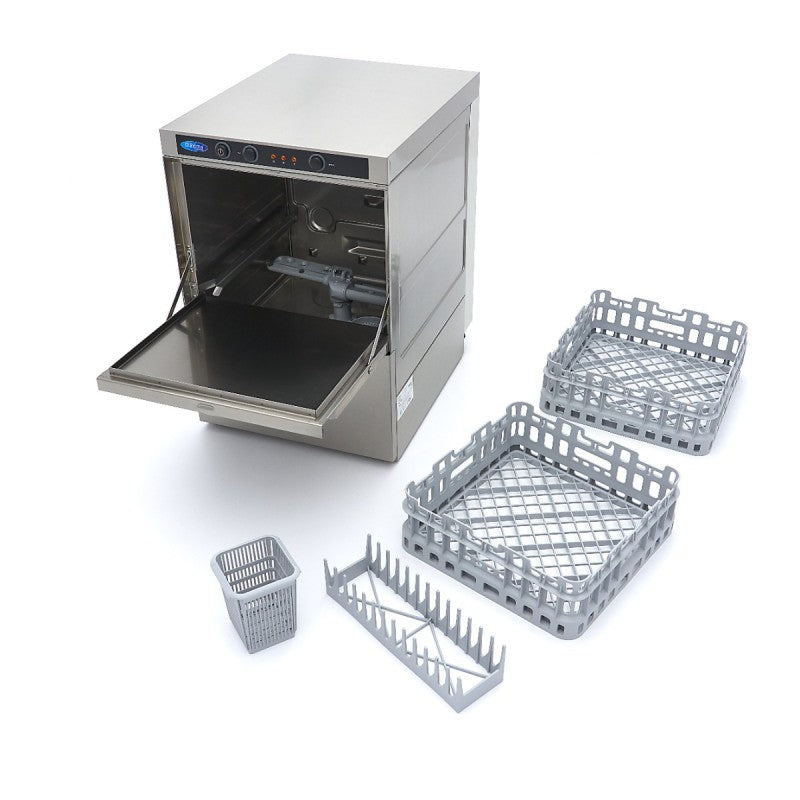 Glass Washer - 35 x 35cm - with Drain, Rinse Aid and Soap Pu