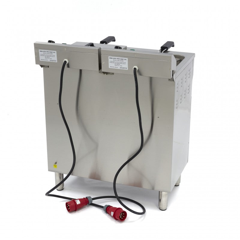 Deep Fryer - 2 x 16L - 2 Baskets - with Drain Tap and Stand