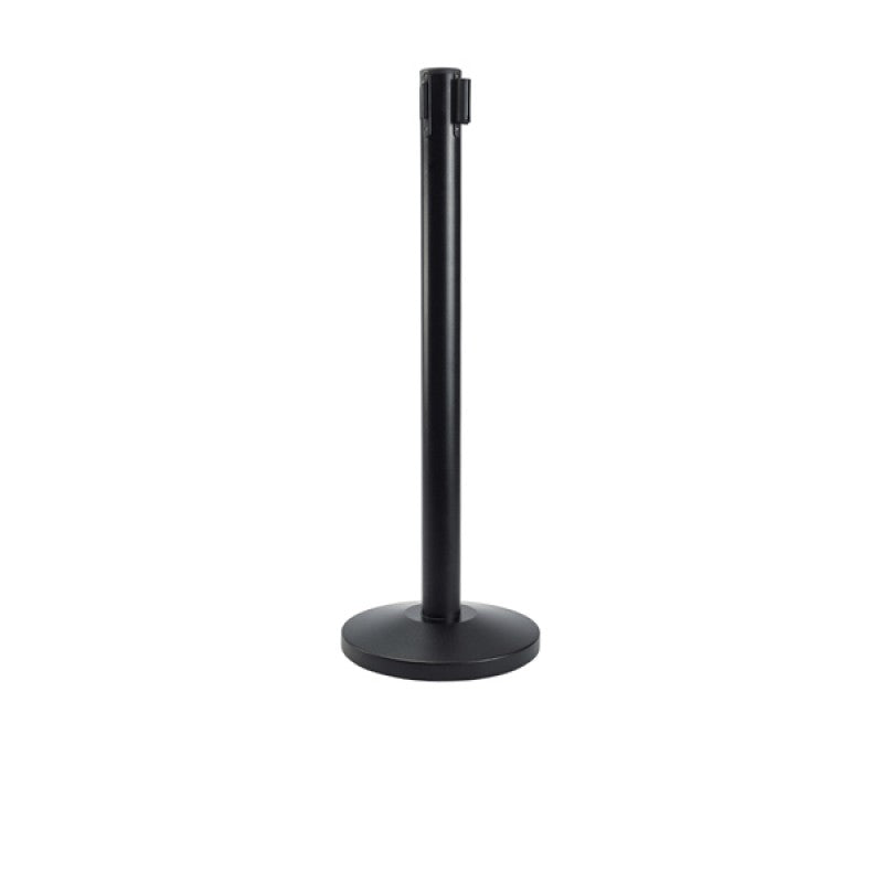 Black Barrier Post - Retractable Black Belt