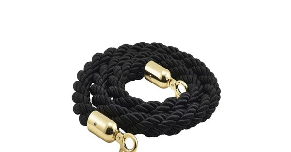 Barrier Rope Black- Brass Plated Ends