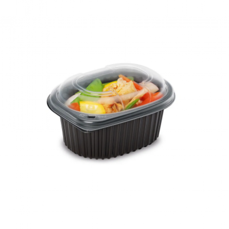 16oz Black 1-Compartment Microwaveable Containers (8x80)