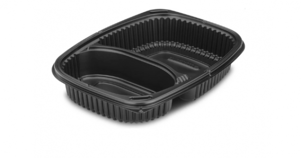 34oz Black 2-Compartment Microwaveable Containers (8x40)