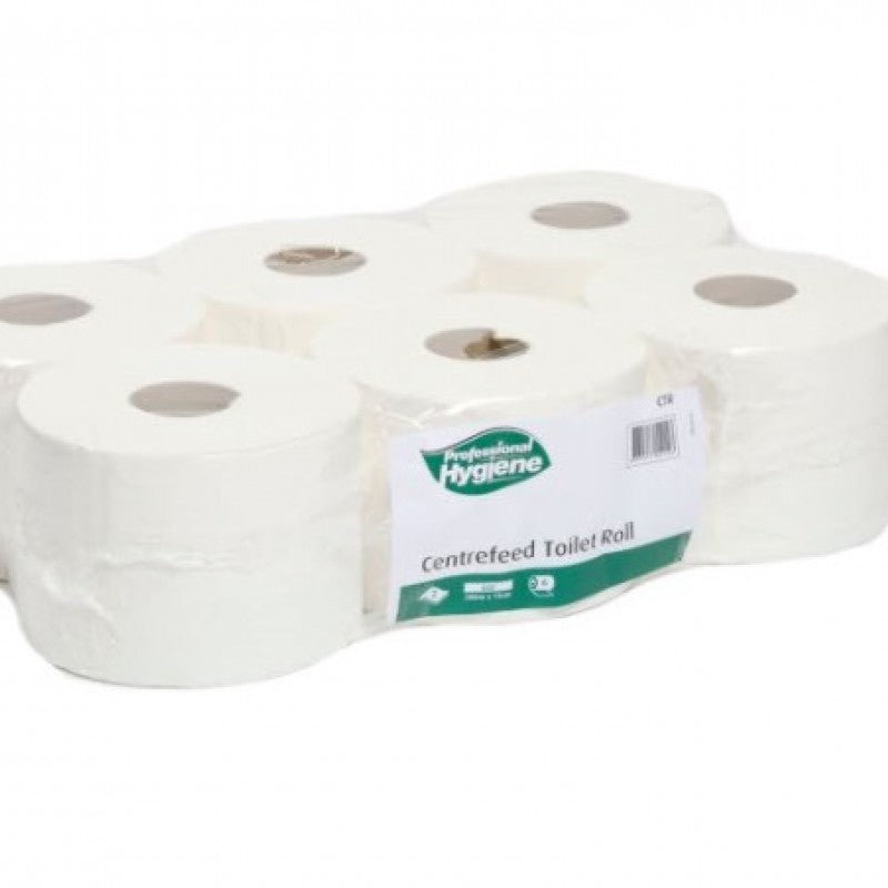 CENTREFEED TOILET ROLL 200 MTRS 6 ROLLS