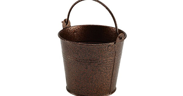 Galvanised Steel Hammered Serving Bucket 10cm Dia Copper