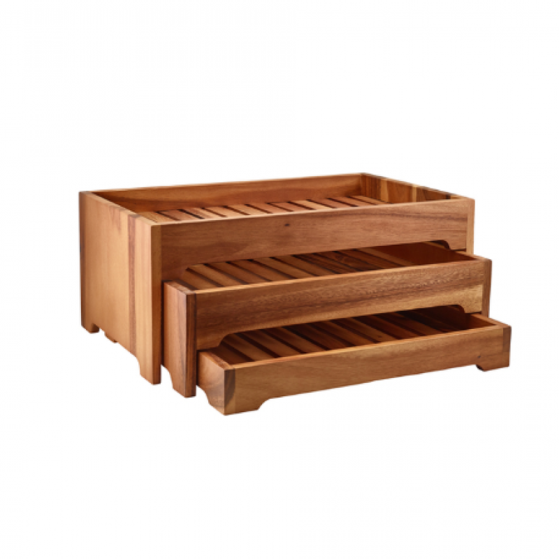 GenWare Acacia Wood 3 Tier Display Stand GN 1/1