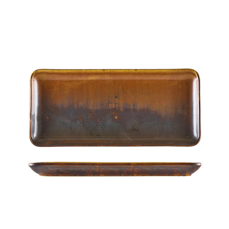 Terra Porcelain Rustic Copper Narrow Rectangular Platter 31