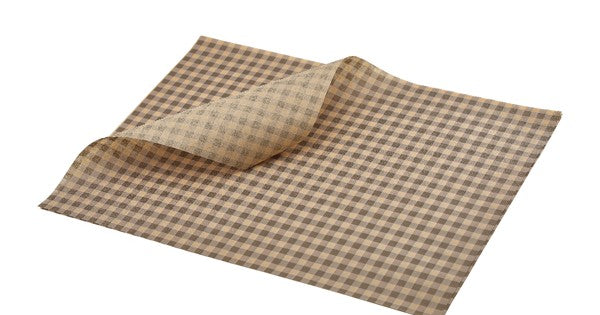 GenWare Greaseproof Paper Brown Gingham Print 25 x 20cm