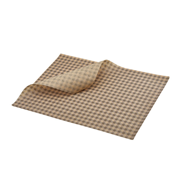 GenWare Greaseproof Paper Brown Gingham Print 25 x 20cm