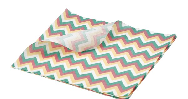 Greaseproof Paper Multicoloured Chevron Print 25 x 20cm