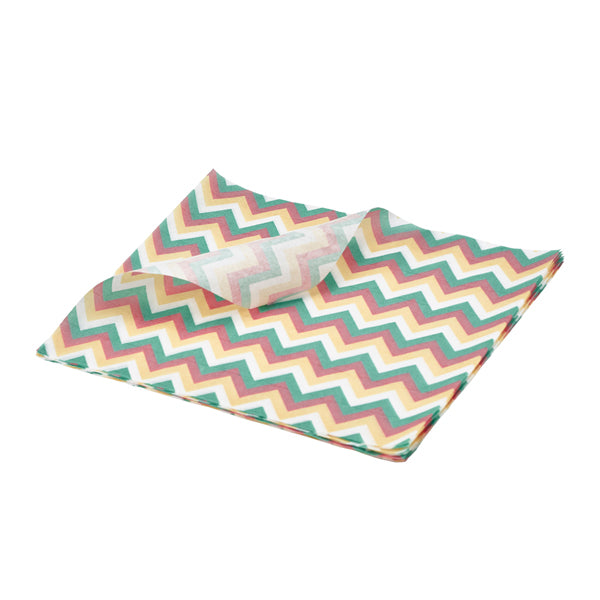 Greaseproof Paper Multicoloured Chevron Print 25 x 20cm