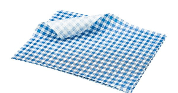 Greaseproof Paper Blue Gingham Print 25 x 20cm