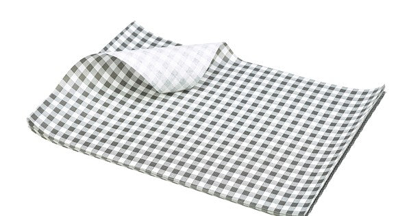 Greaseproof Paper Black Gingham Print 25 x 20cm