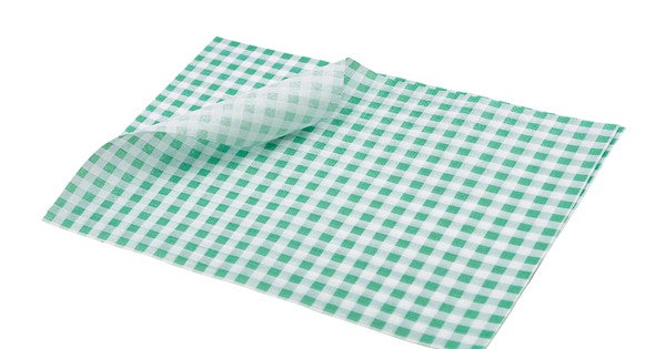 Greaseproof Paper Green Gingham Print 25 x 20cm