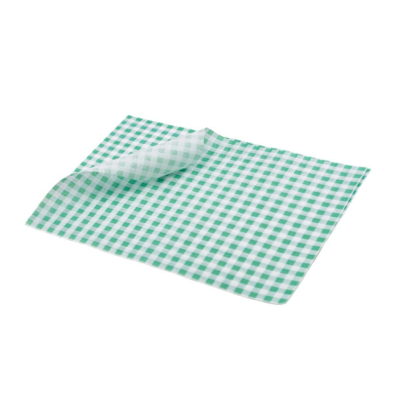 Greaseproof Paper Green Gingham Print 25 x 20cm