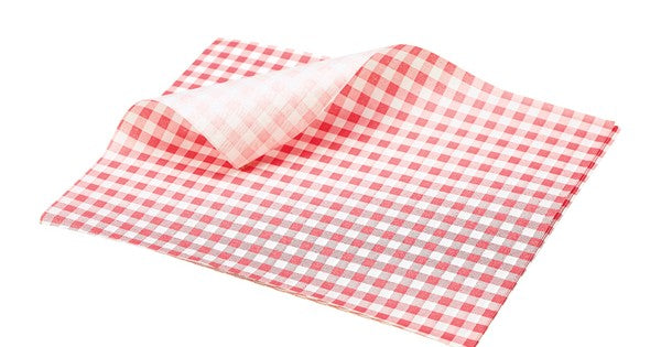 Greaseproof Paper Red Gingham Print 25 x 20cm