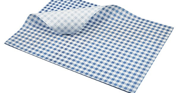 Greaseproof Paper Blue Gingham Print 35 x 25cm