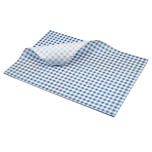 Greaseproof Paper Blue Gingham Print 35 x 25cm