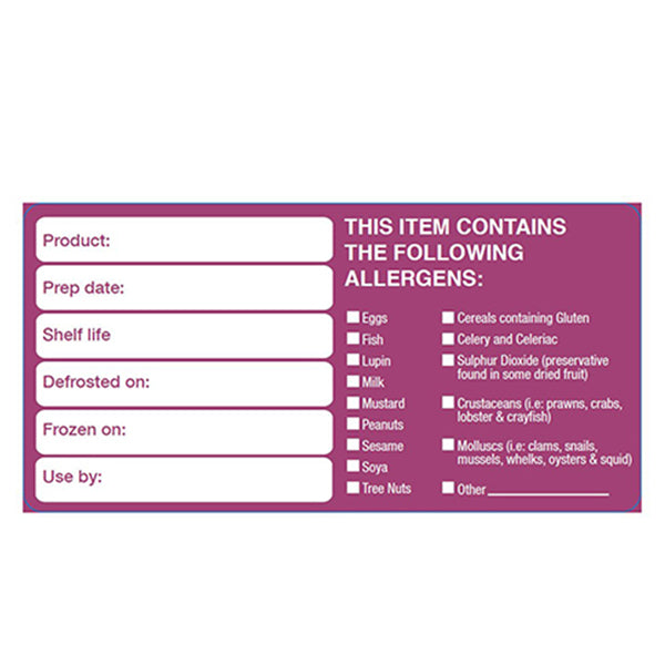 50x100mm Removable Product/ Allergen Label (500)