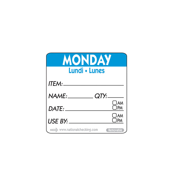 50mm Monday Removable Day Label(500)