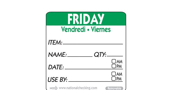 50mm Friday Removable Day Label (500)