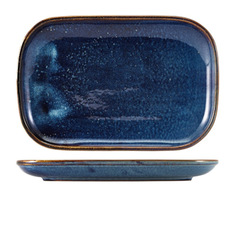 Terra Porcelain Aqua Blue Rectangular Plate 34.5 x 23.5cm