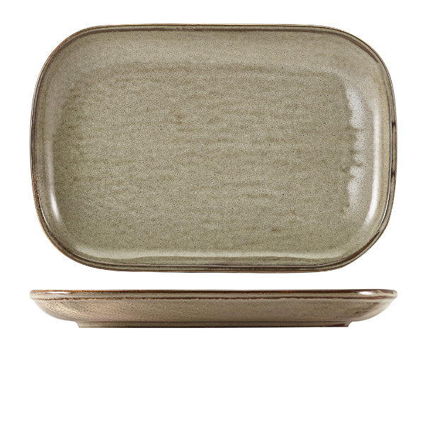 Terra Porcelain Grey Rectangular Plate 34.5 x 23.5cm