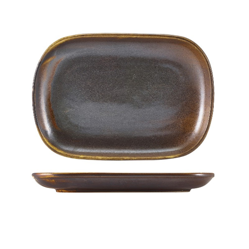 Terra Porcelain Rustic Copper Rectangular Plate 24 x 16.5cm
