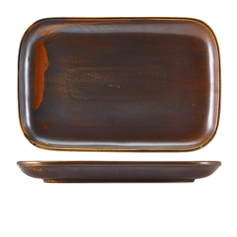 Terra Porcelain Rustic Copper Rectangular Plate 34.5 x 23.5c